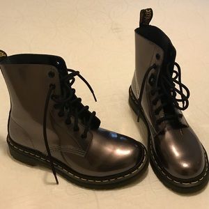 Silver Dr. Martens boots never worn size:6